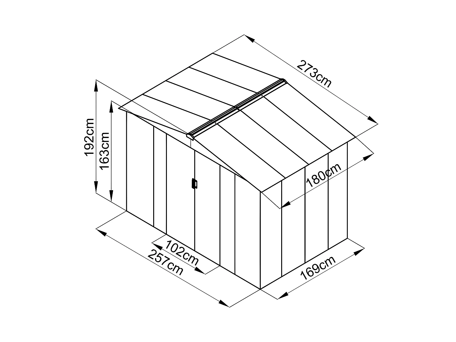 Caseta de jardín de acero galvanizado gris LINUS - 4,91m²