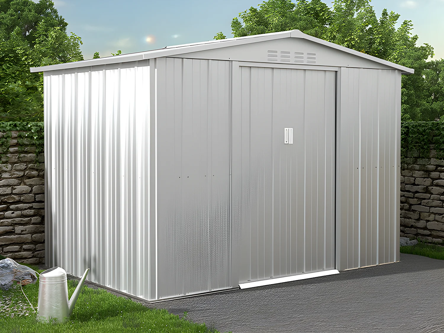 Tuinhuisje van gegalvaniseerd staal - Grijs - LINUS - 4,91 m²