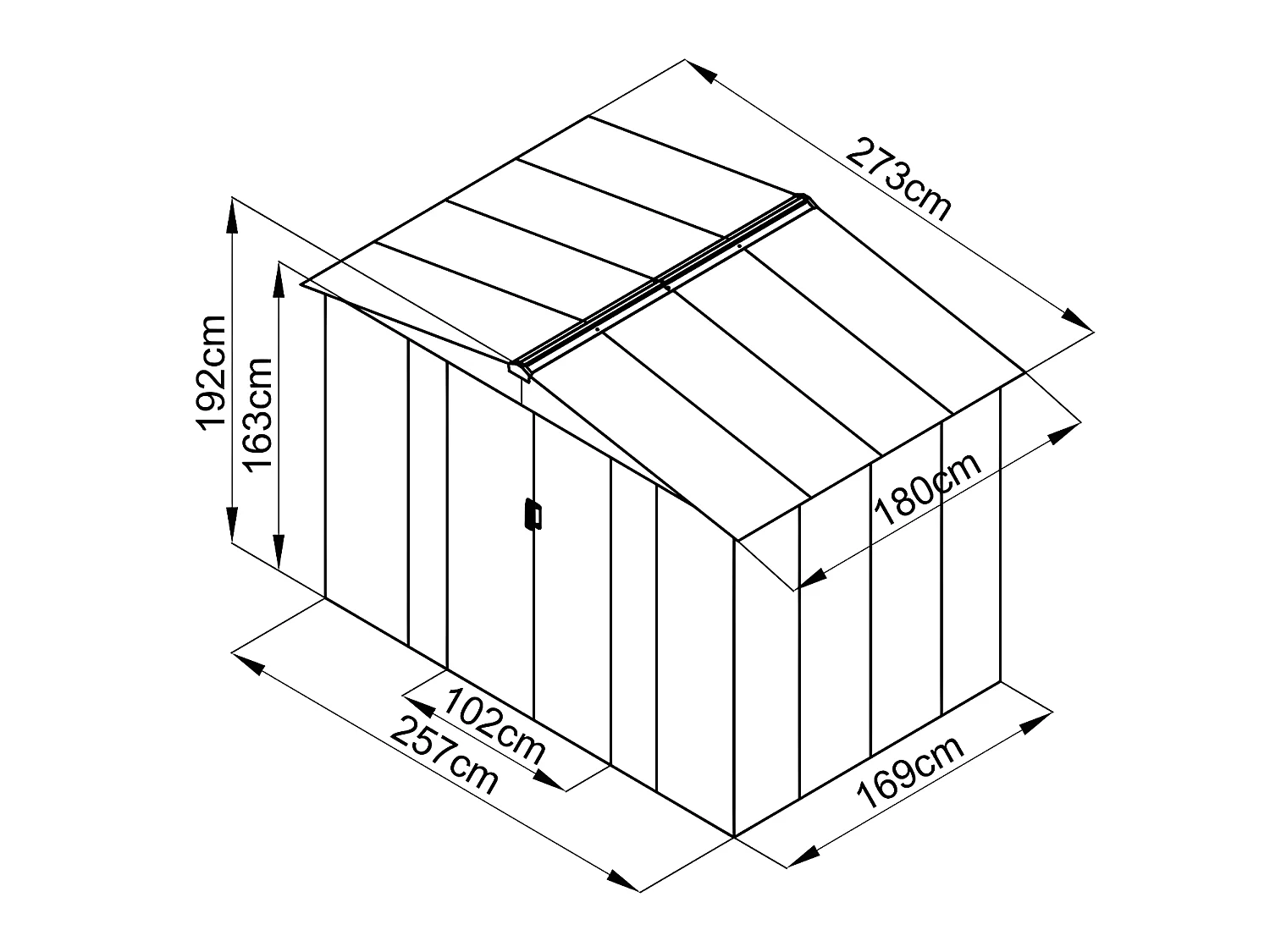 Tuinhuisje van gegalvaniseerd staal - Grijs - LINUS - 4,91 m²