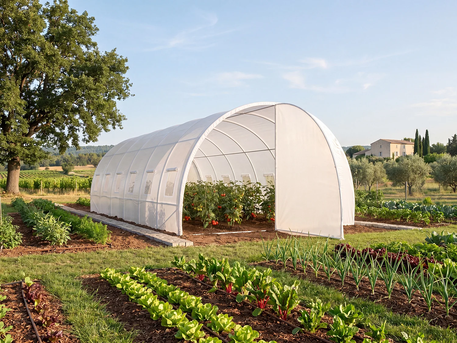 Invernadero túnel con estructura de acero galvanizado y puerta 18 m² - Ancho 600 x 300 x Alt. 200 cm - ALOCASIA