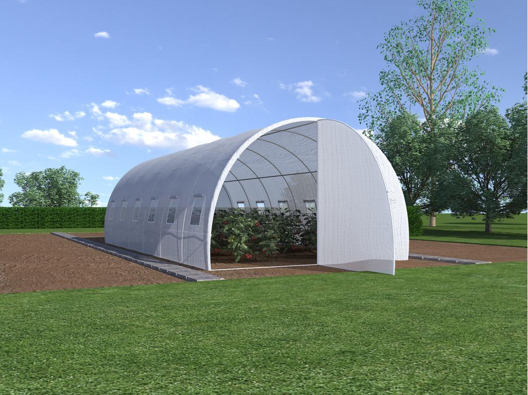 Szklarnia tunelowa ze stalową galwanizowaną konstrukcją i drzwiami 18 m² - Dł.600 x Szer.300 x Wys.200 cm - ALOCASIA