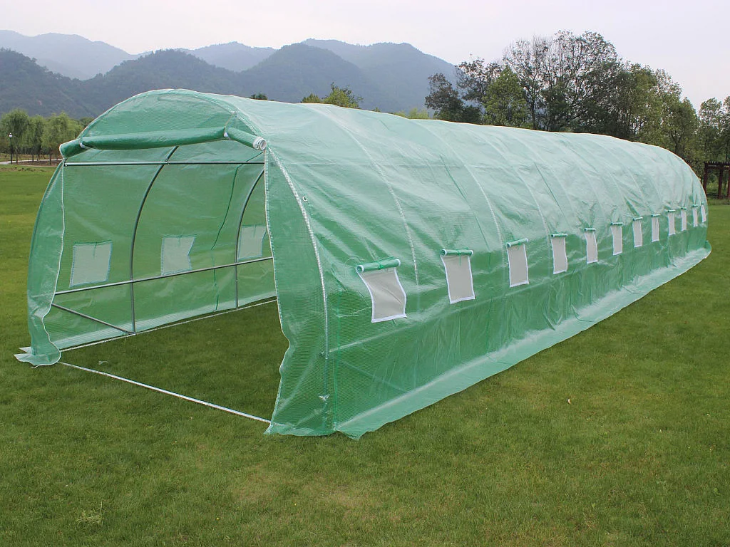 Serre tunnel avec structure en acier 36 m² - L300 x l1200 x H200 cm - Vert - IPOMEA