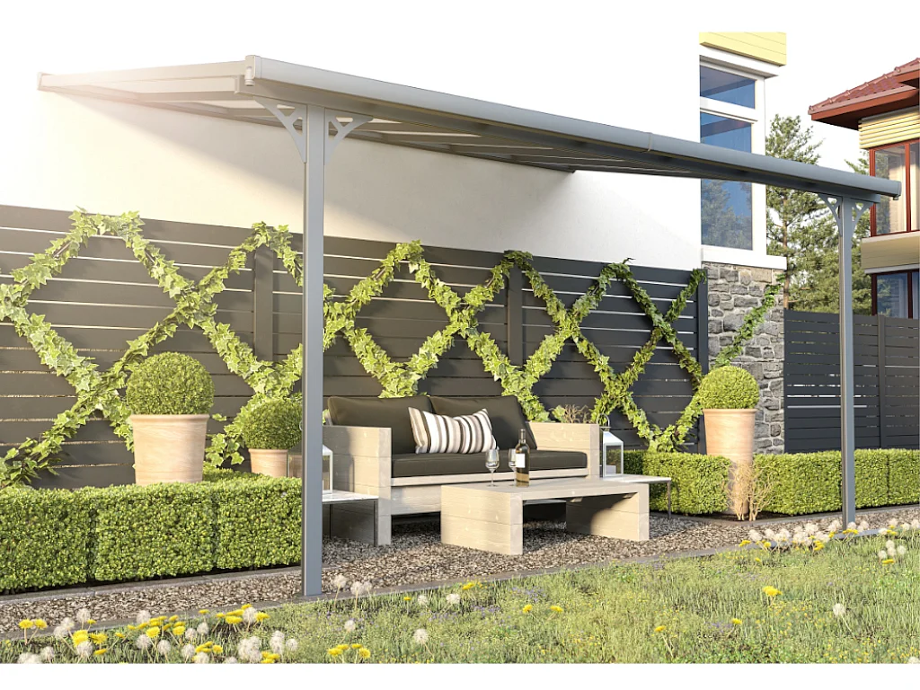 Pergola adossée en aluminium 13,2 m² anthracite ALVARO