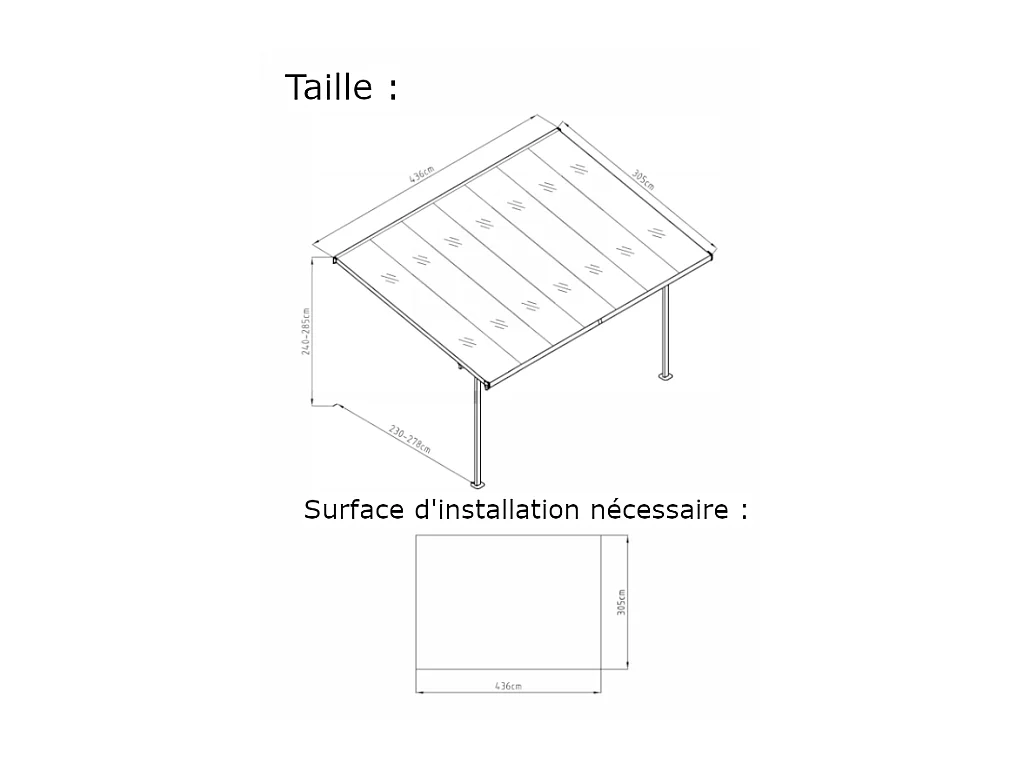 Pergola adossée en aluminium 13,2 m² anthracite ALVARO