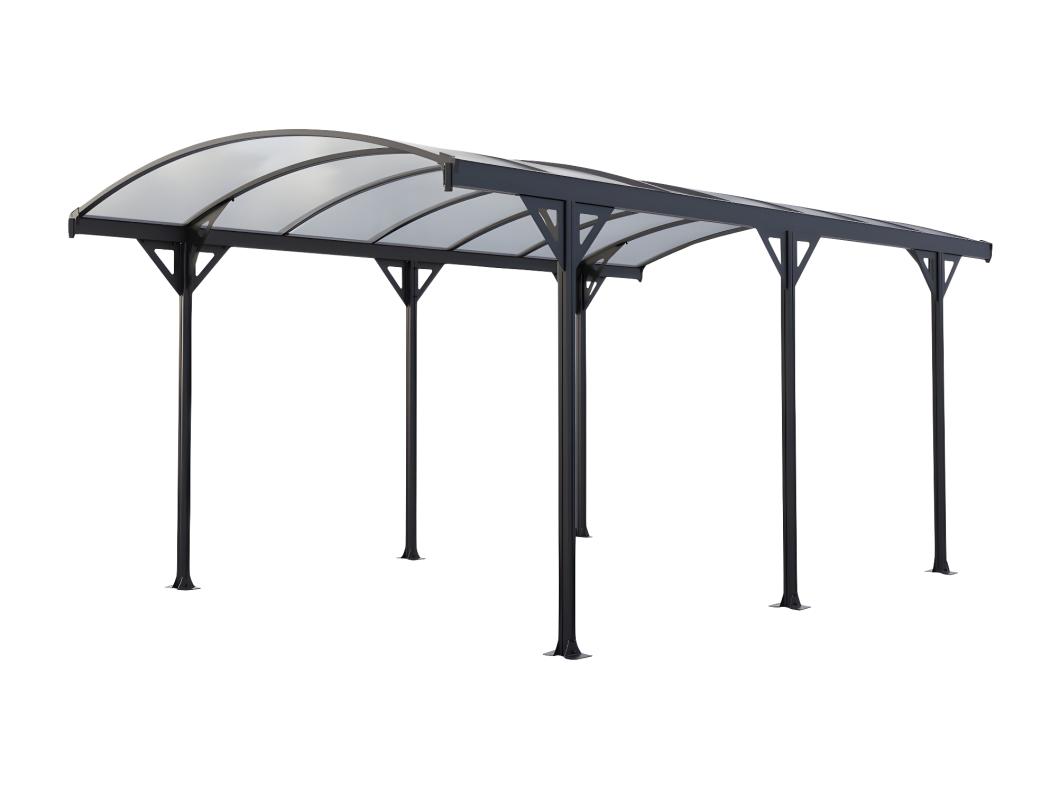 Carport pergola simple autoportant en aluminium - 1 voiture - 15,3 m² - Gris - GENARO
