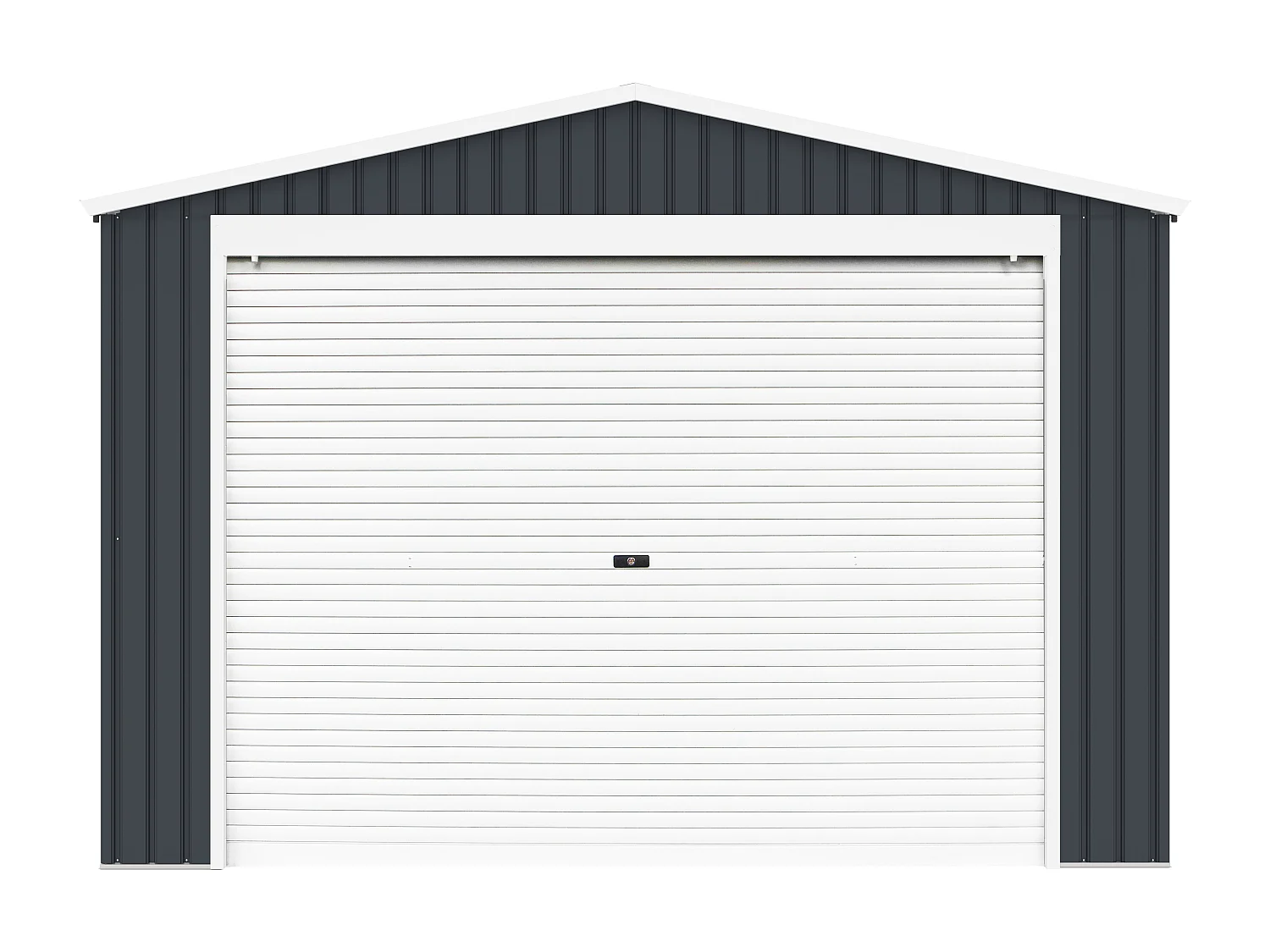 Garage en acier galvanisé avec porte enroulante gris OCTOU - 19,5 m²