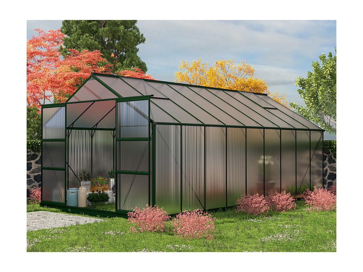 Garten-Gewächshaus aus Polycarbonat mit einer Gesamfläche von 16,8 m²
