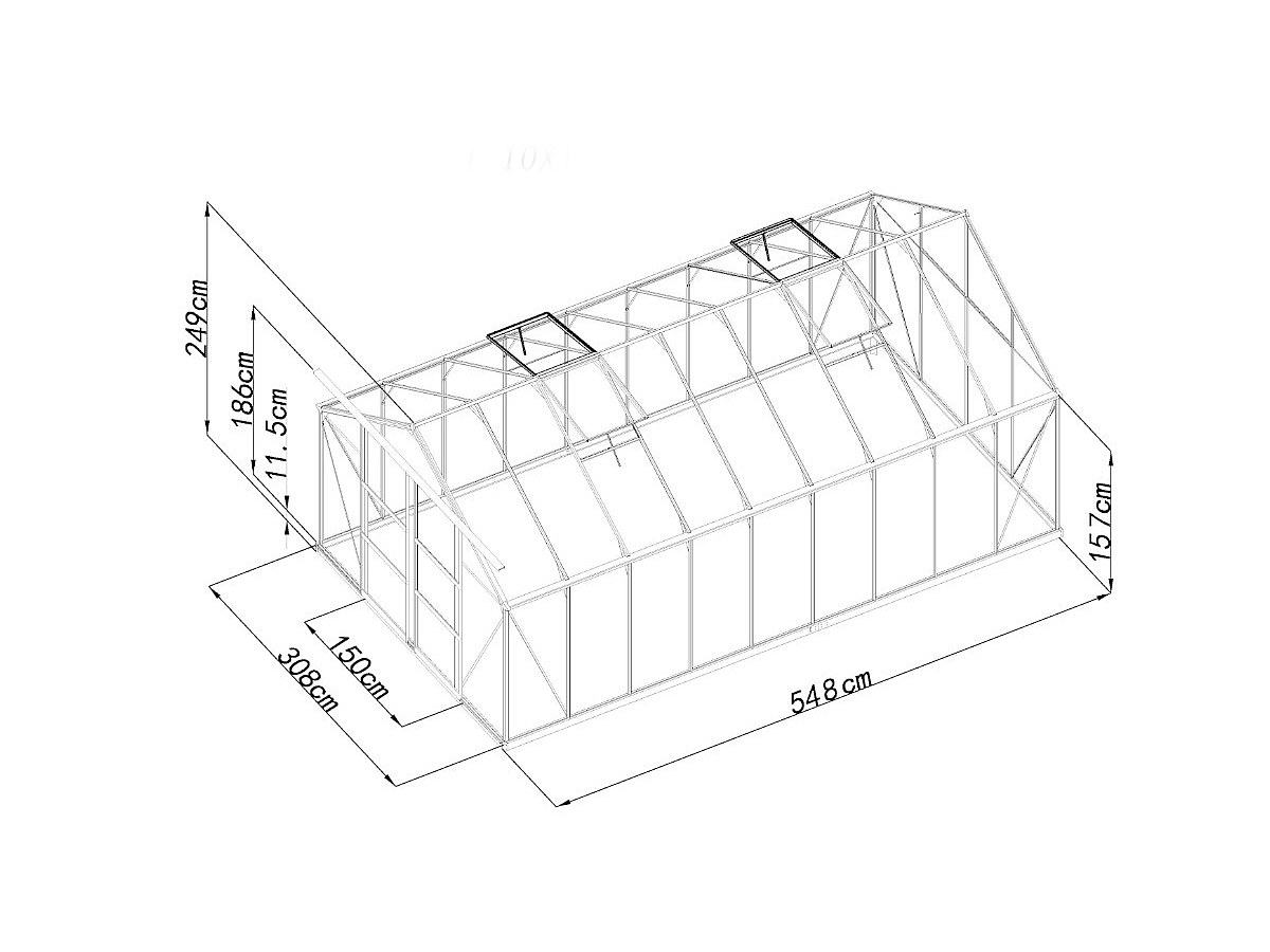 Invernadero de Jardín de policarbonato de 16,8 m² con base IXORA