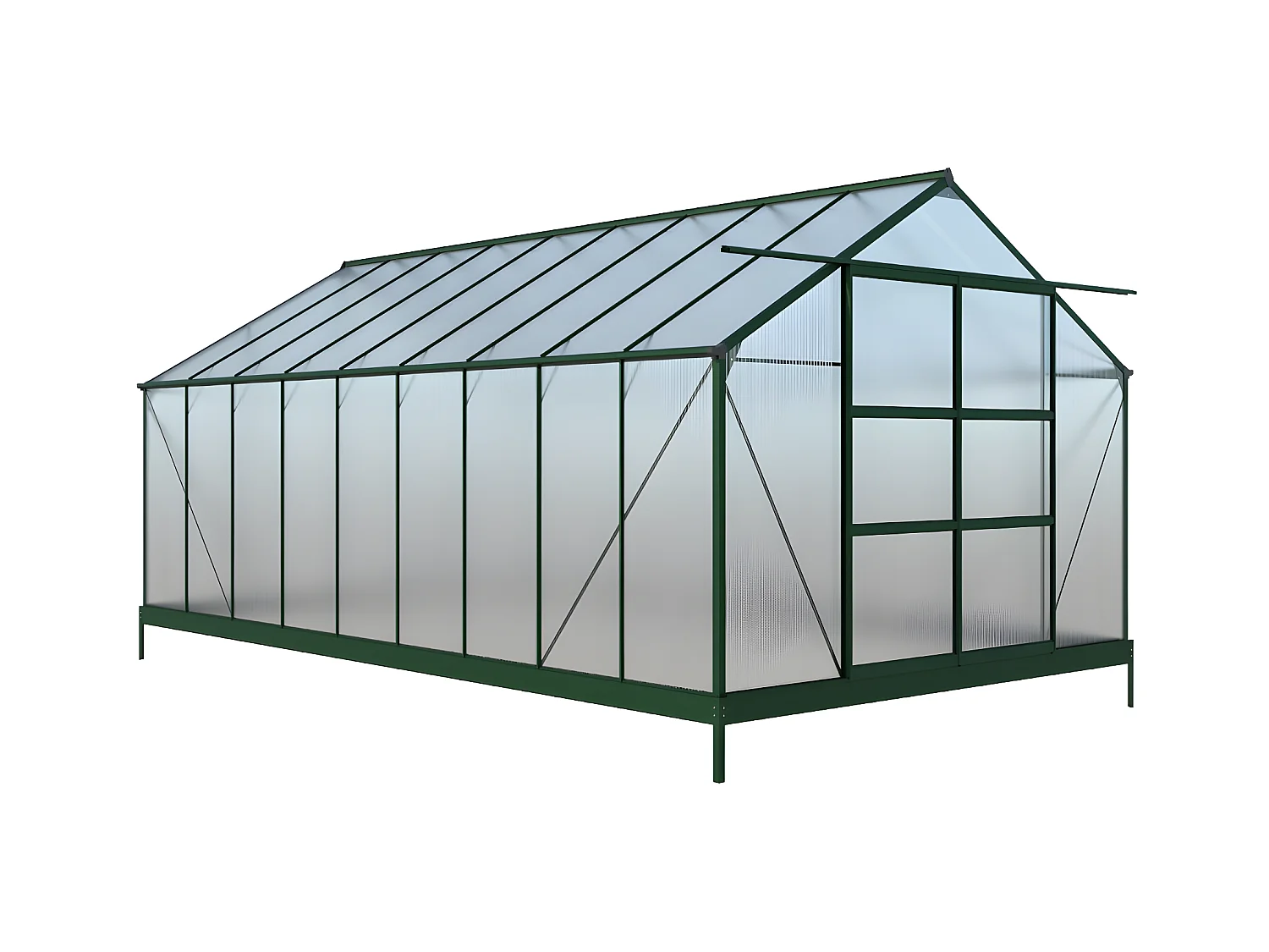 Serre de Jardin en polycarbonate de 16,8 m² avec embase - Vert -  IXORA