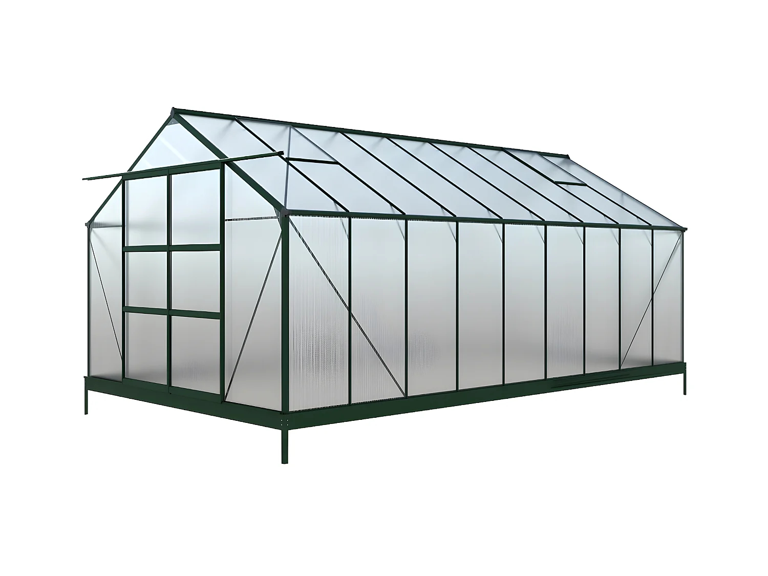 Serre de Jardin en polycarbonate de 16,8 m² avec embase - Vert -  IXORA