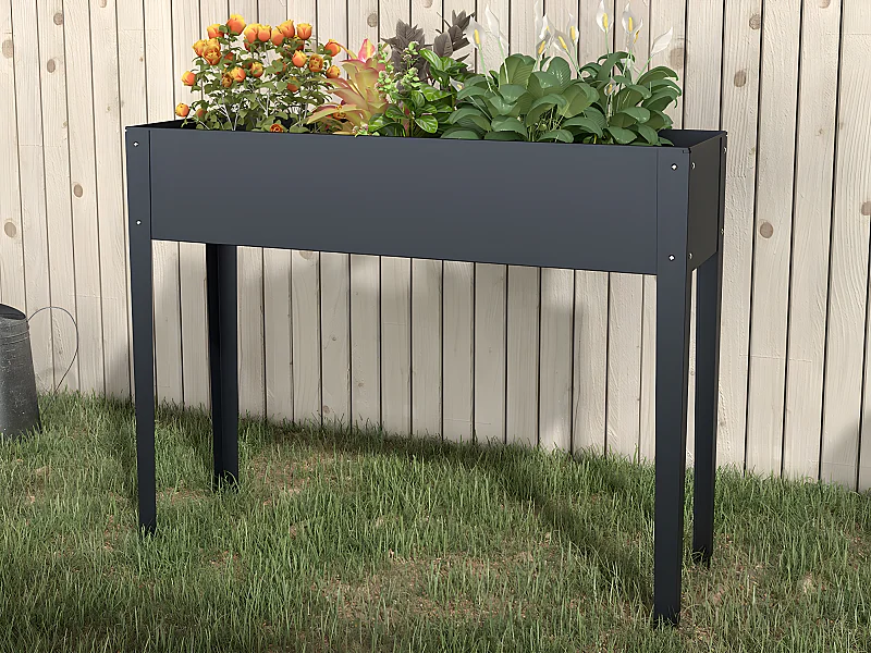 Hochbeet auf Stelzen - Stahl - 100 x 30 x 80 cm - Anthrazit - YGOS