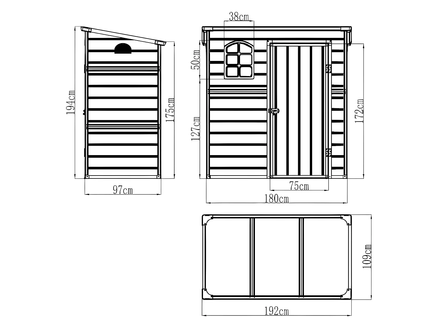 Abri de jardin en résine gris clair 2,09 m² NERIO