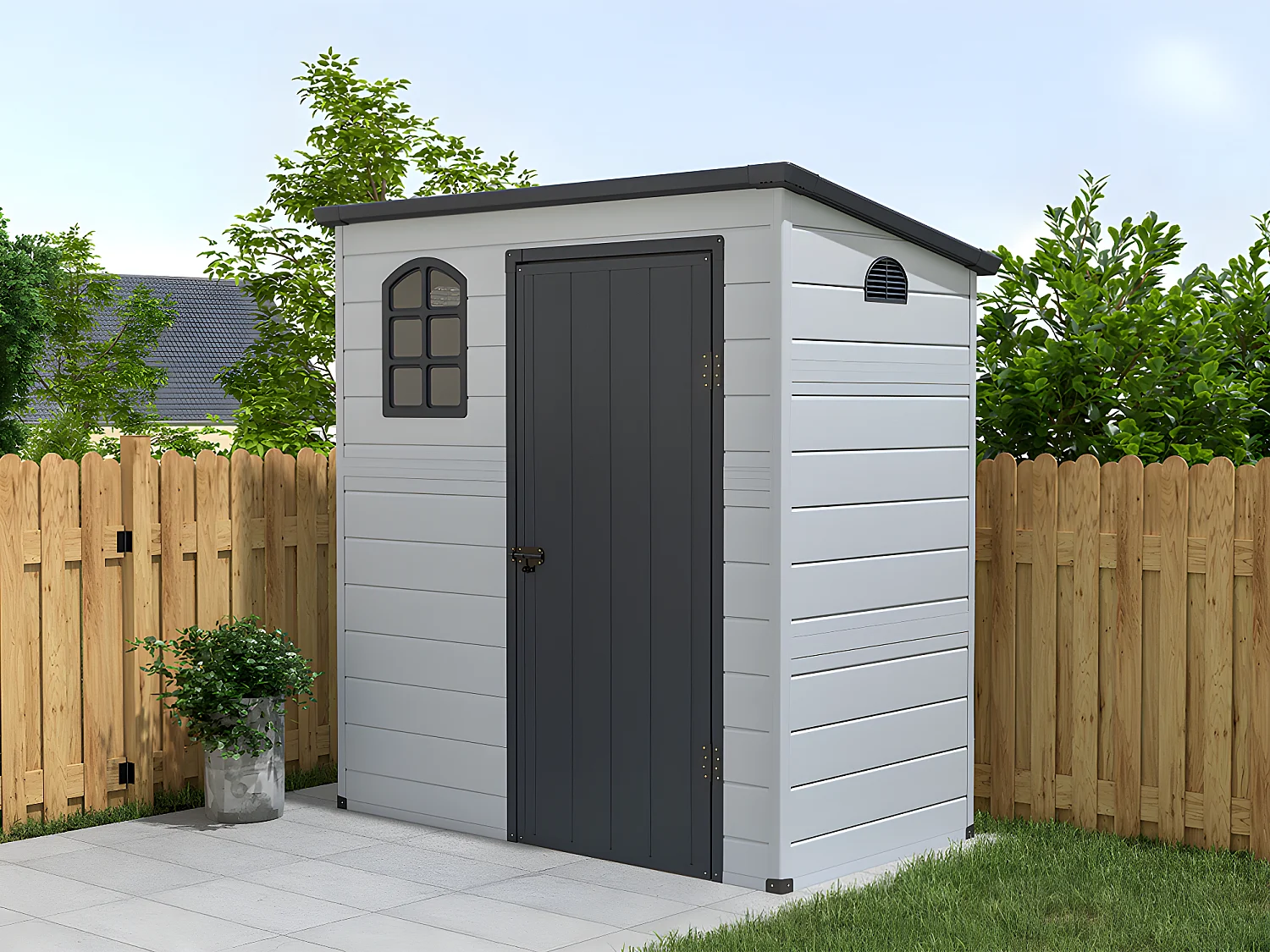 Abri de jardin en résine gris clair 2,09 m² NERIO