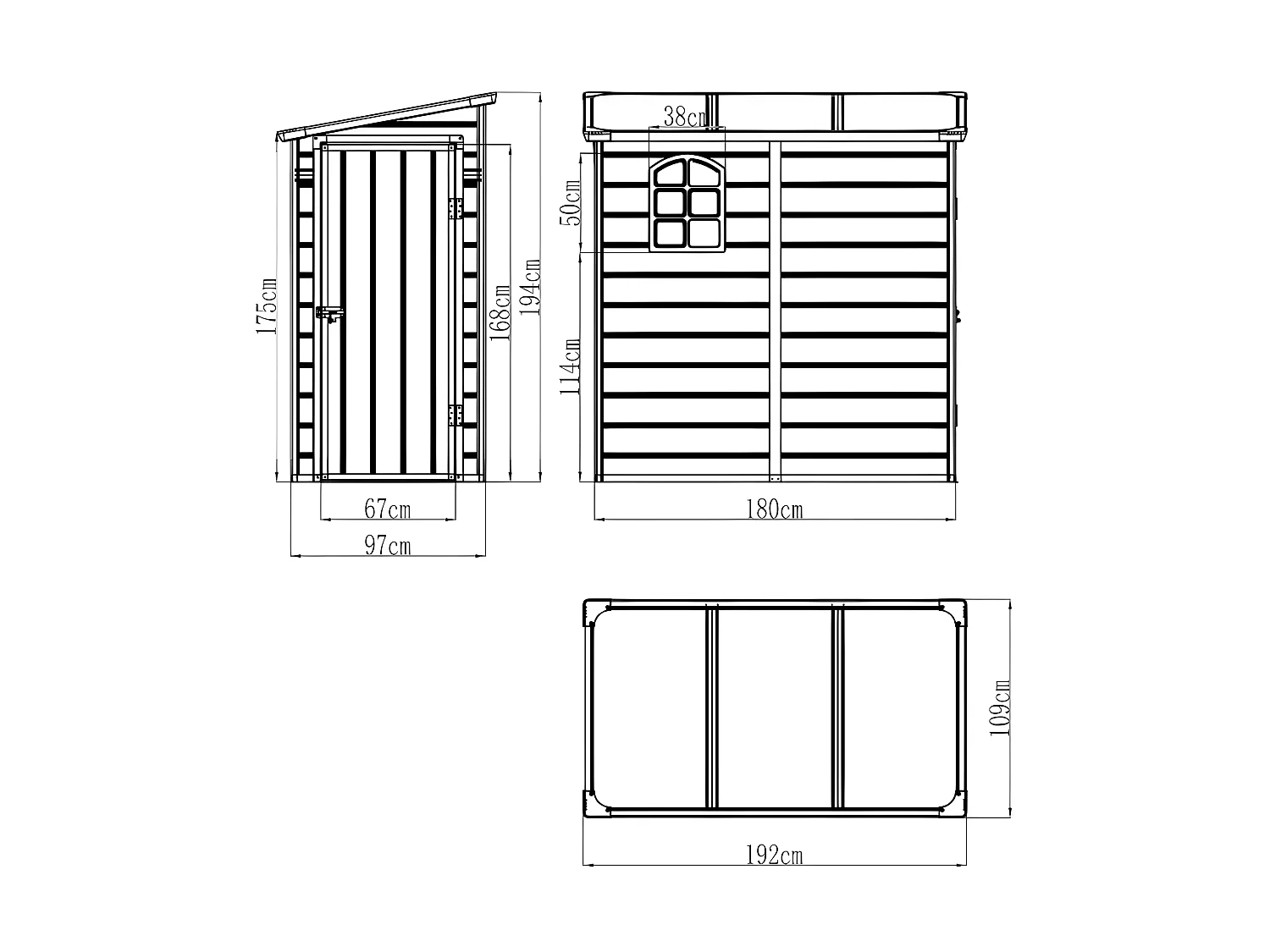 Caseta de jardín de resina adossé gris antracita ALBERTO - 2,12m²