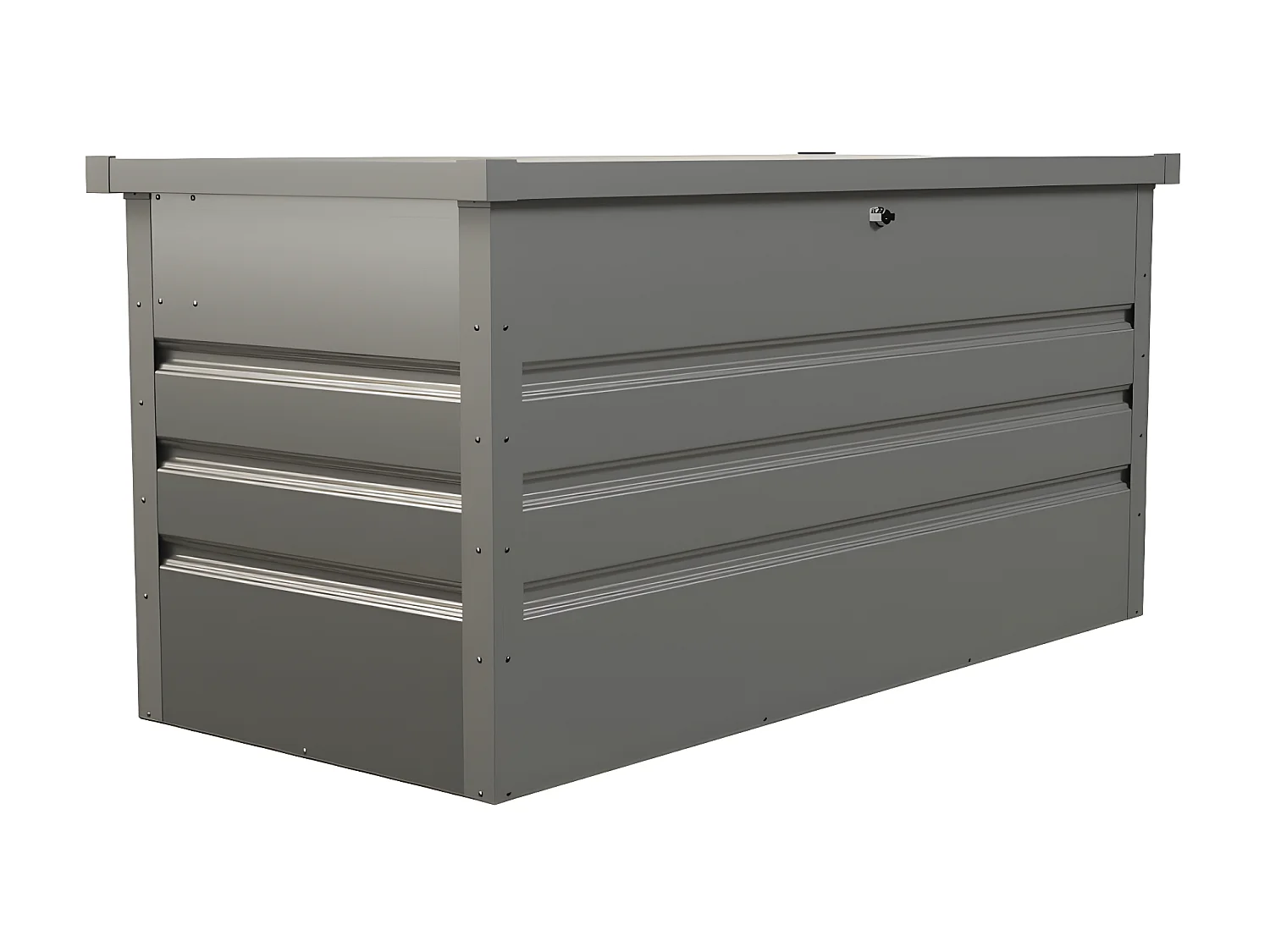 Coffre de rangement de jardin en acier galvanisé gris - 400L - TOMASO