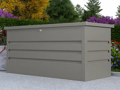 Garten-Aufbewahrungsbox - Stahl - Volumen 400L - Grau - TOMASO