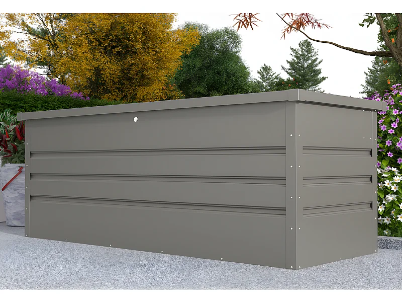 Coffre de rangement de jardin en acier galvanisé gris - 582L - TOMASO