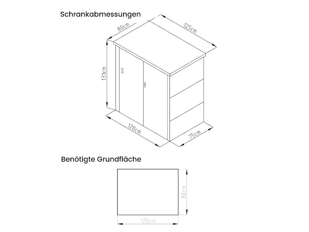 Garten-Aufbewahrungsschrank - 125 x 80 x 131 cm - Stahl - Grau - REIVAX