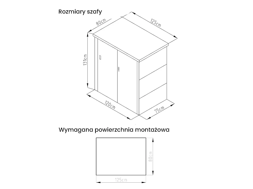 Szafa ogrodowa ze stali galwanizowanej w kolorze szarym REIVAX -  1,31 m3  - Dł.125x Gł.80 x Wys.131 cm