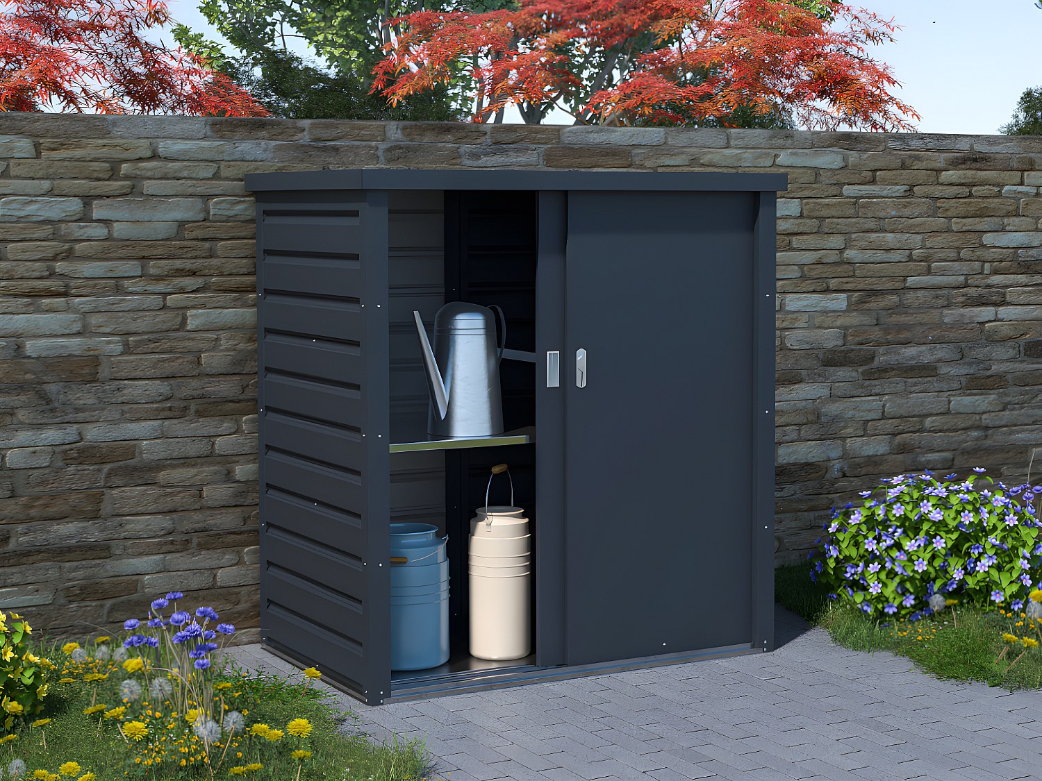Vente-unique Garten-Aufbewahrungsschrank - 125 X 80 X 131 Cm - Stahl - Grau - Reivax