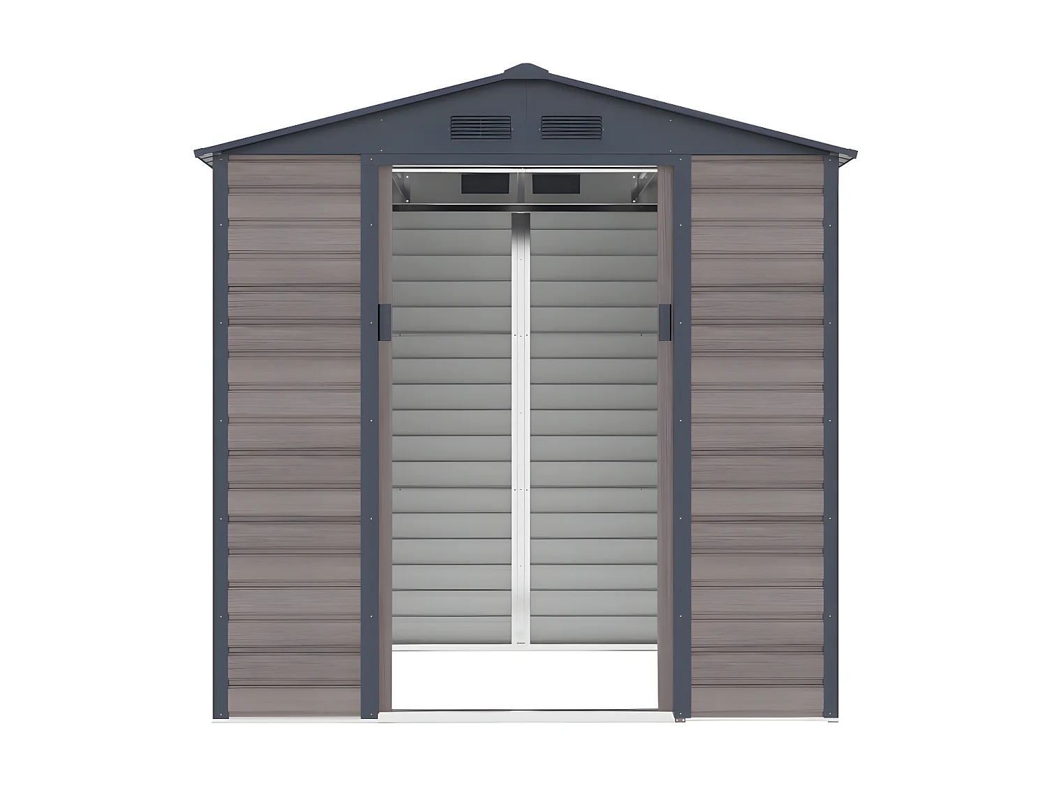 Abrigo de jardim em aço galvanizado efeito madeira em Cinza de 4,15 m² - ADELMO