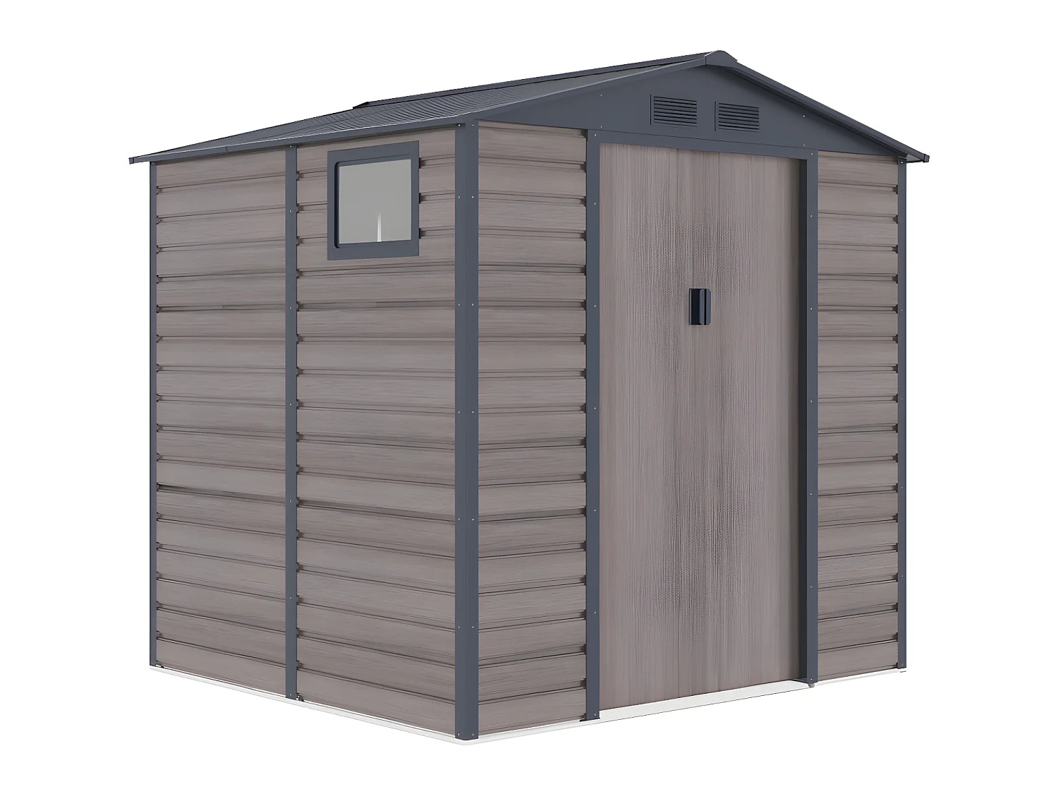 Abrigo de jardim em aço galvanizado efeito madeira em Cinza de 4,15 m² - ADELMO