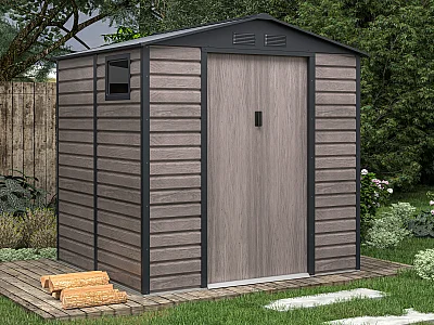 Gartenhaus Gerätehaus - 4,15 m² - Stahl - Holz-Optik - Grau - ADELMO