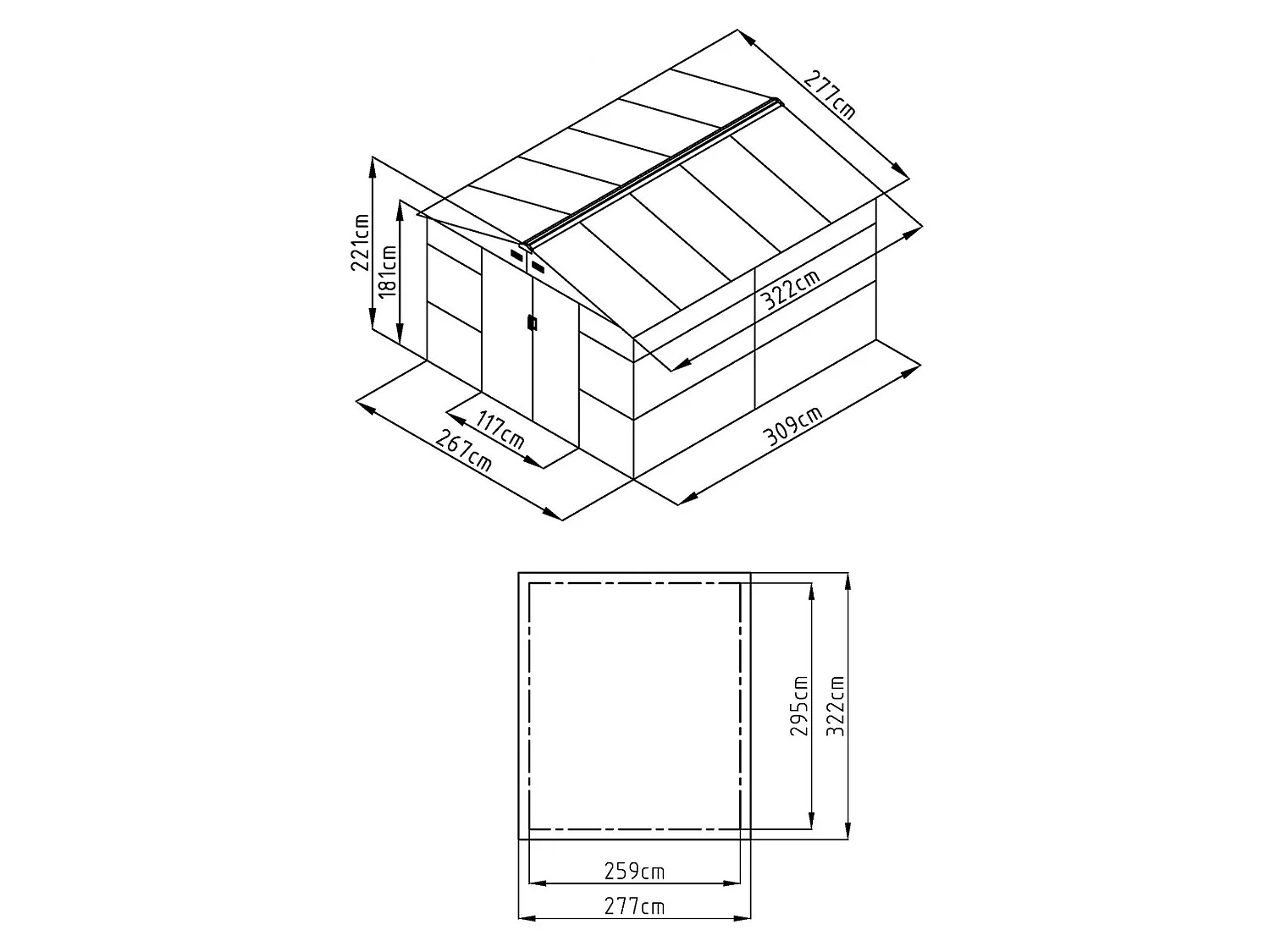 Abri de jardin métal en acier galvanisé effet bois gris 8,94 m² - ADELMO