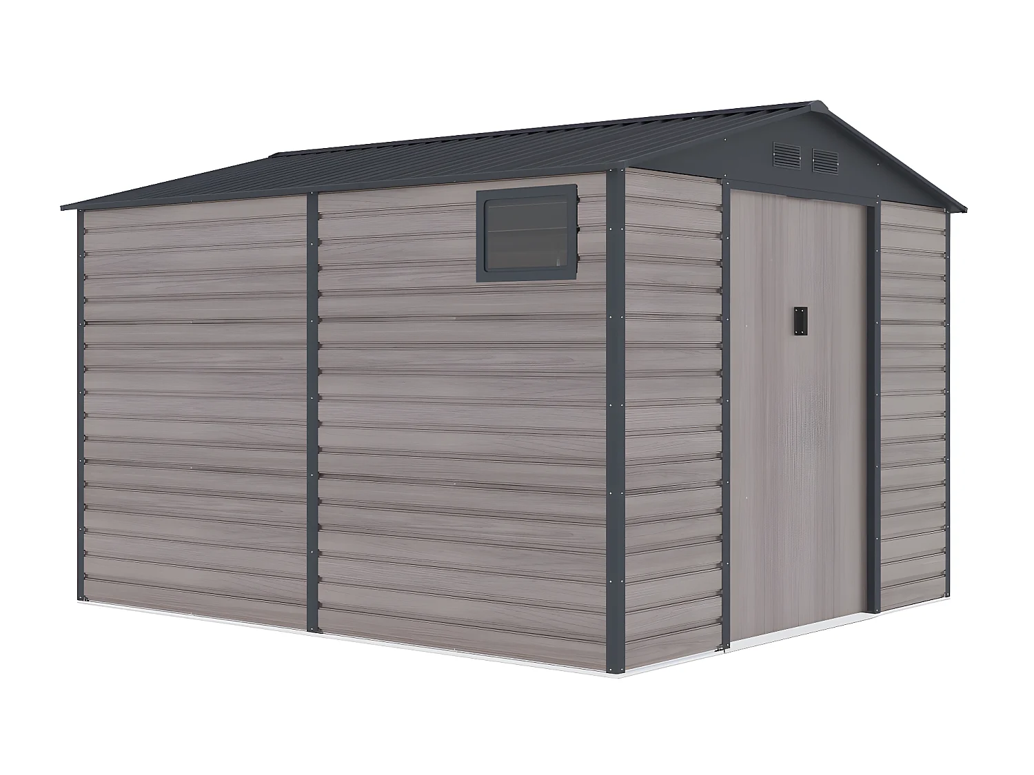 Abri de jardin métal en acier galvanisé effet bois gris 8,94 m² - ADELMO