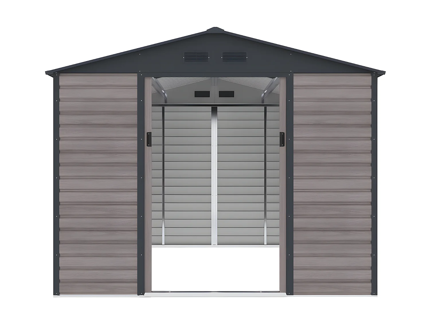Abri de jardin métal en acier galvanisé effet bois gris 8,94 m² - ADELMO