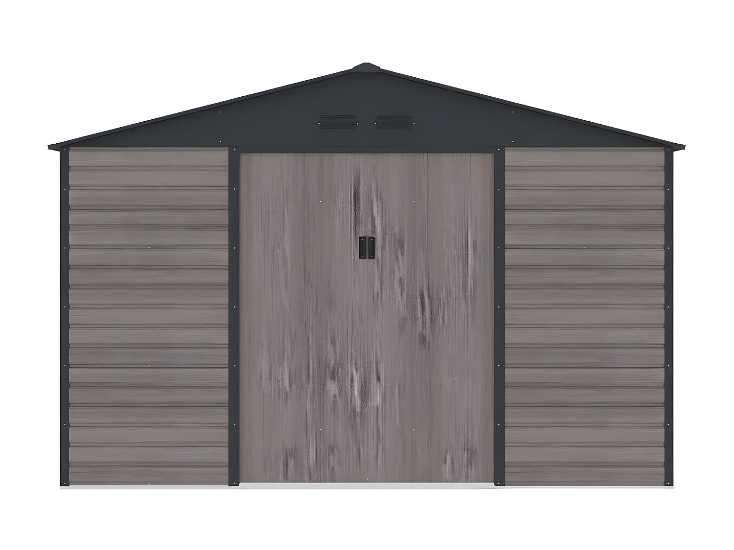 Tuinhuisje van gegalvaniseerd staal met houteffect ADELMO - Grijs - 10,98 m²