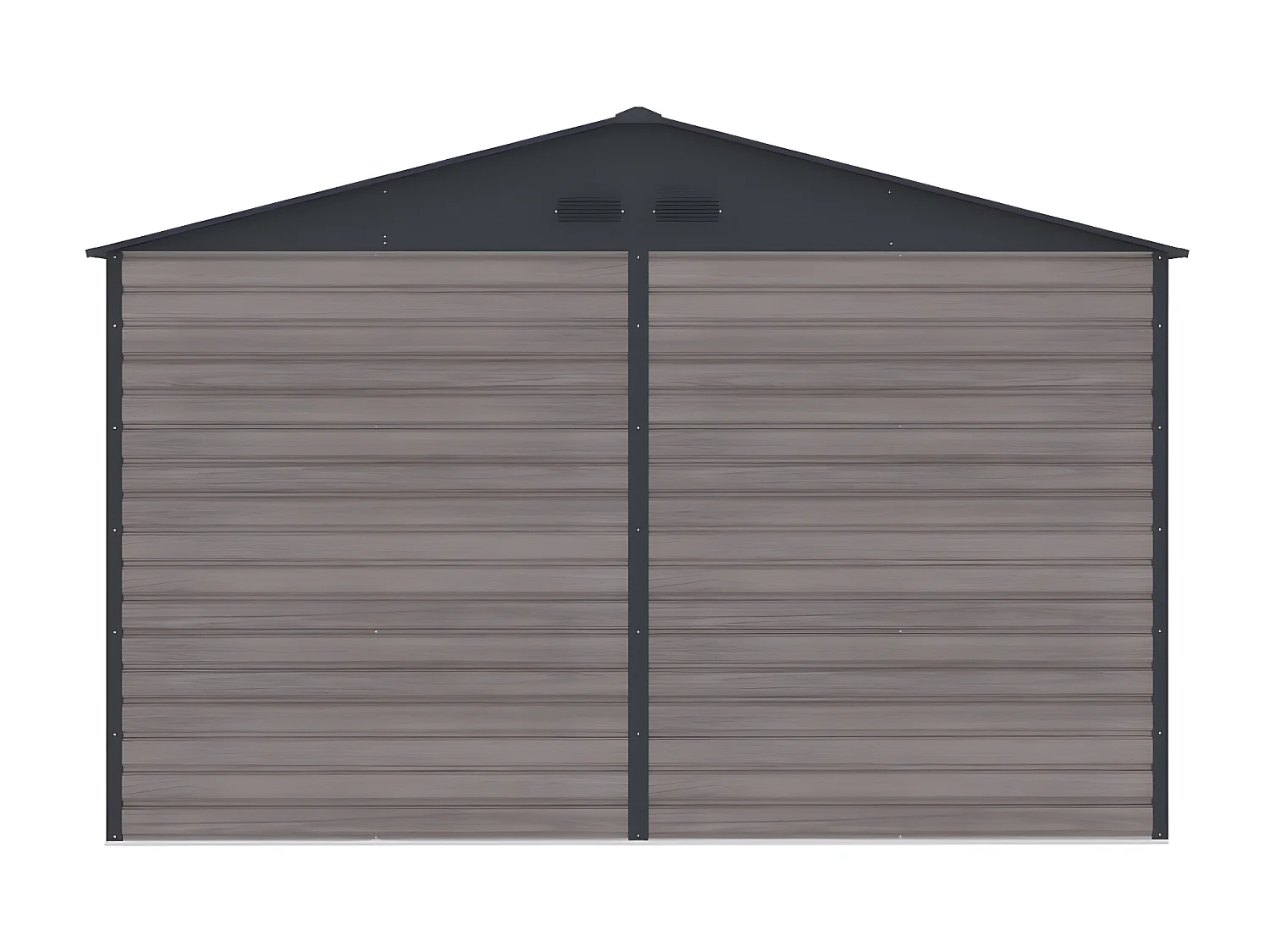 Tuinhuisje van gegalvaniseerd staal met houteffect ADELMO - Grijs - 10,98 m²