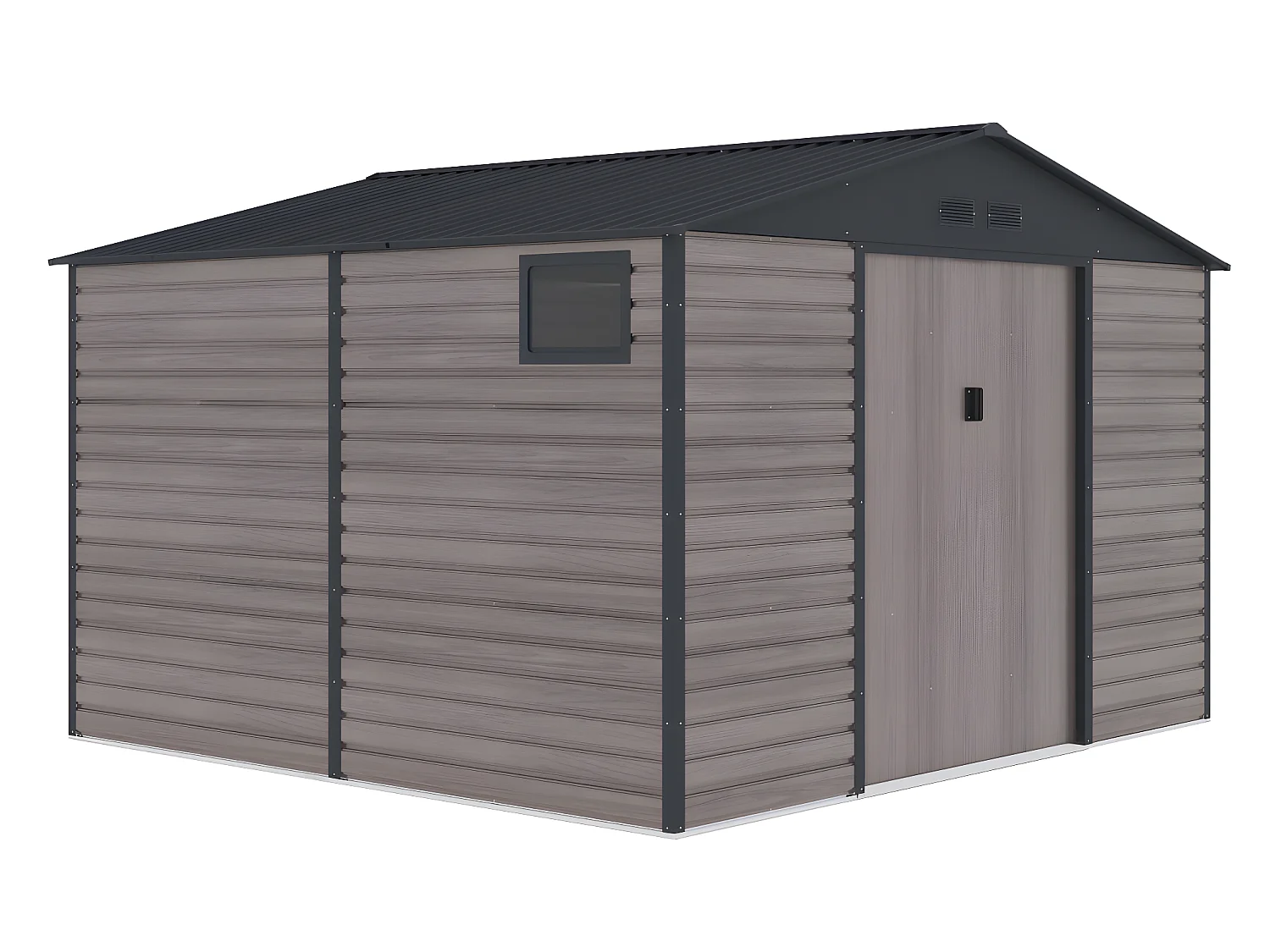 Tuinhuisje van gegalvaniseerd staal met houteffect ADELMO - Grijs - 10,98 m²