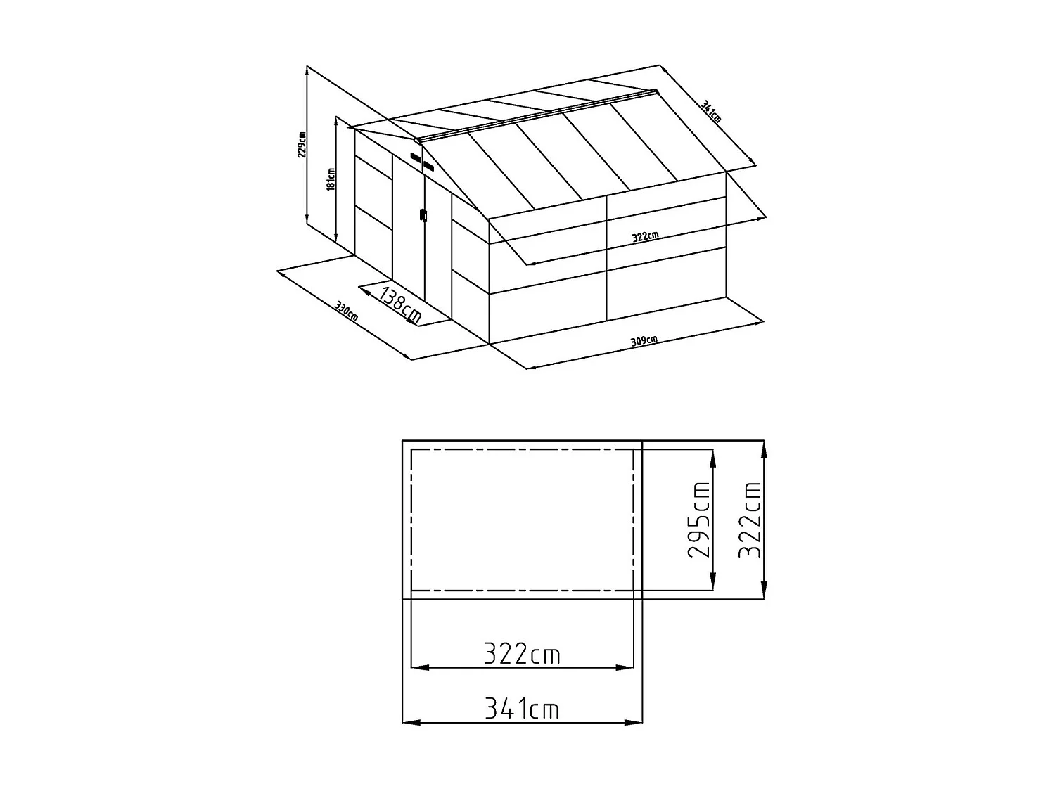 Tuinhuisje van gegalvaniseerd staal met houteffect ADELMO - Grijs - 10,98 m²