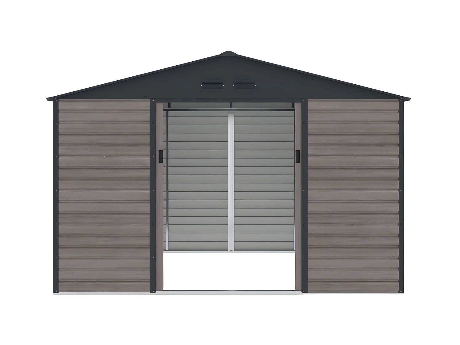 Caseta de jardín de acero galvanizado efecto madera ADELMO - gris - 10,98 m²