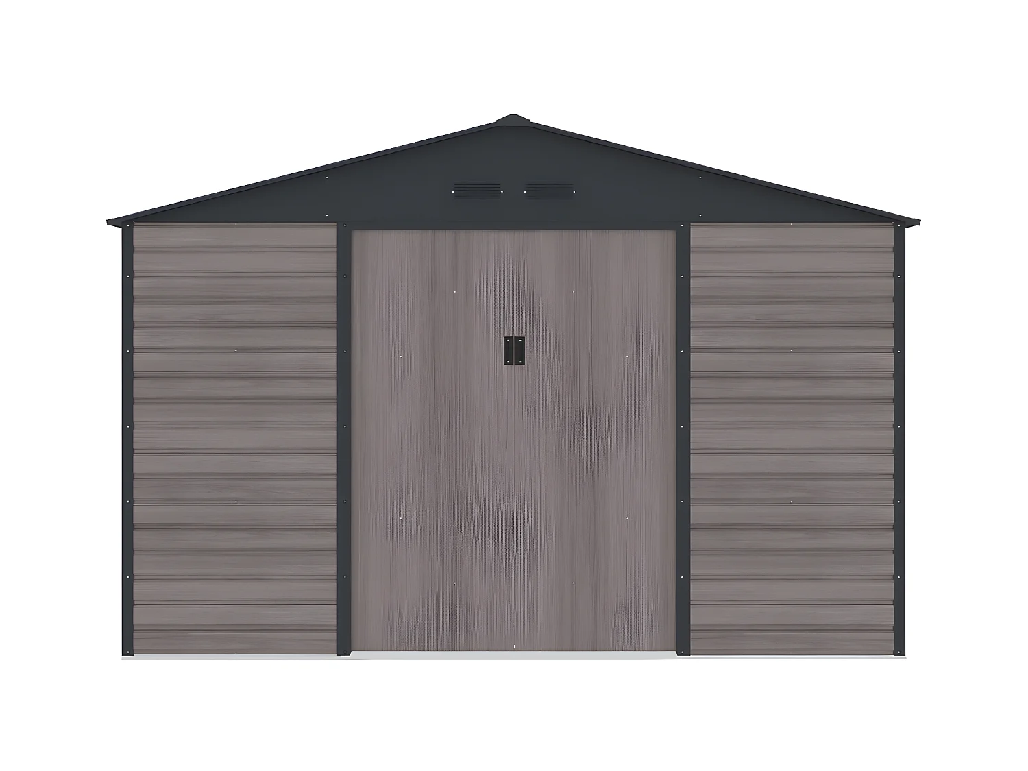 Caseta de jardín de acero galvanizado efecto madera ADELMO - gris - 10,98 m²