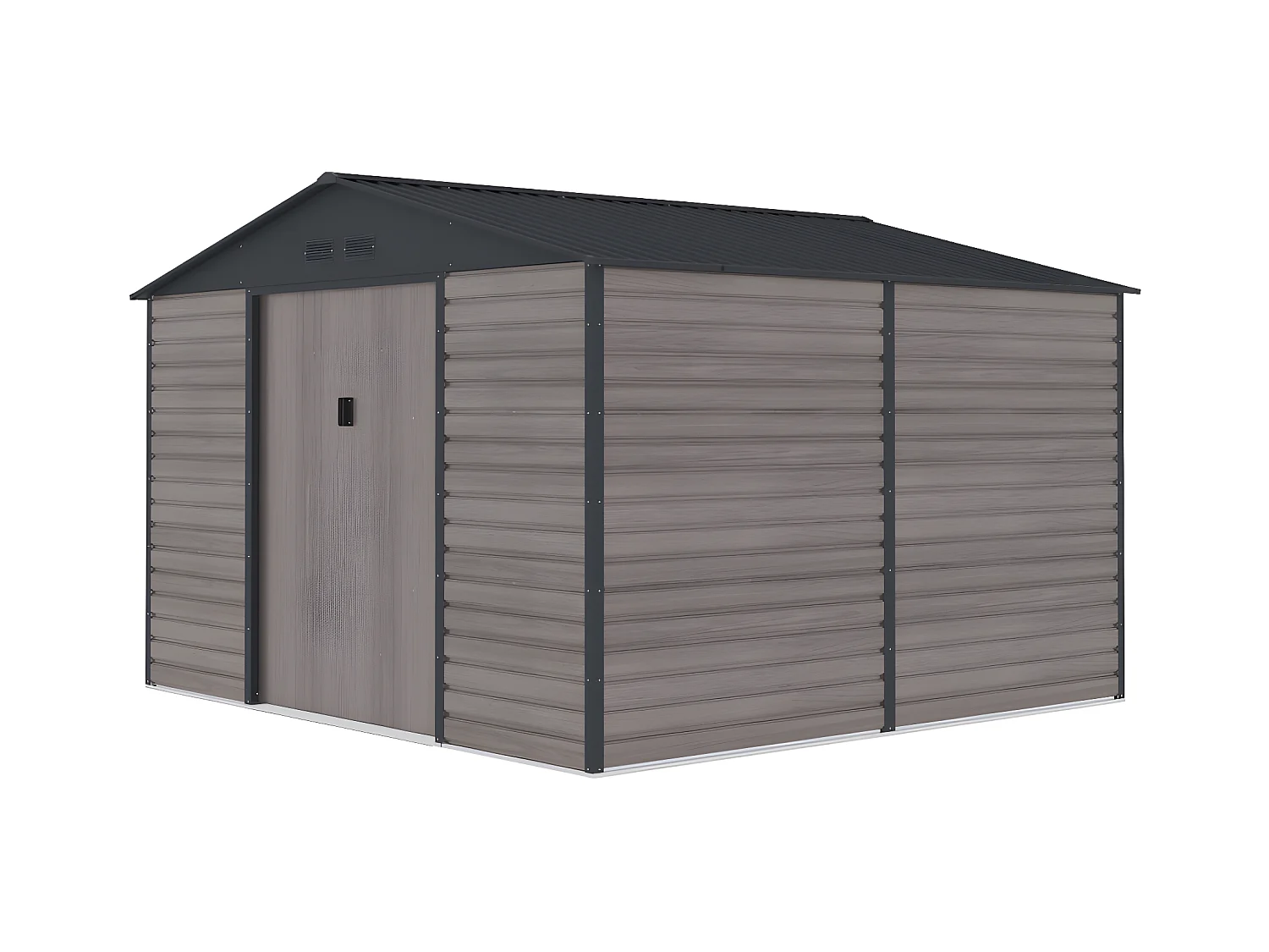 Caseta de jardín de acero galvanizado efecto madera ADELMO - gris - 10,98 m²