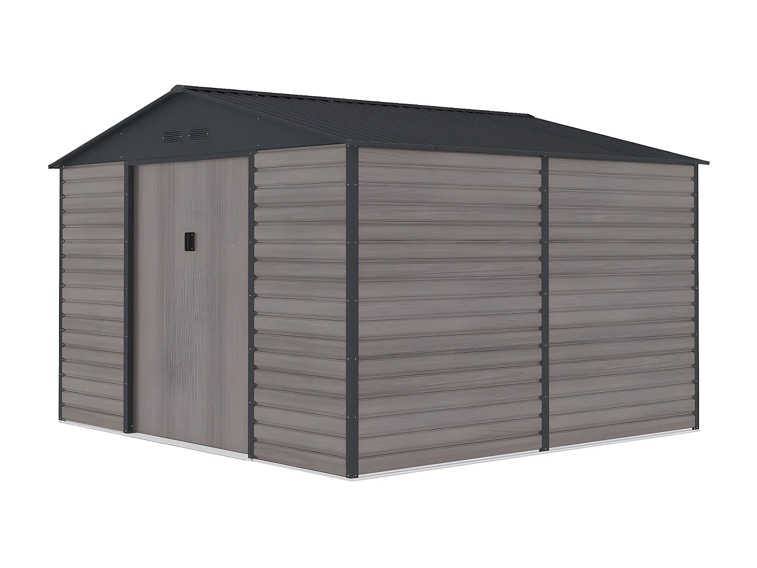 Gartenhaus Gerätehaus - 10,98 m² - Stahl - Holz-Optik - Grau - ADELMO