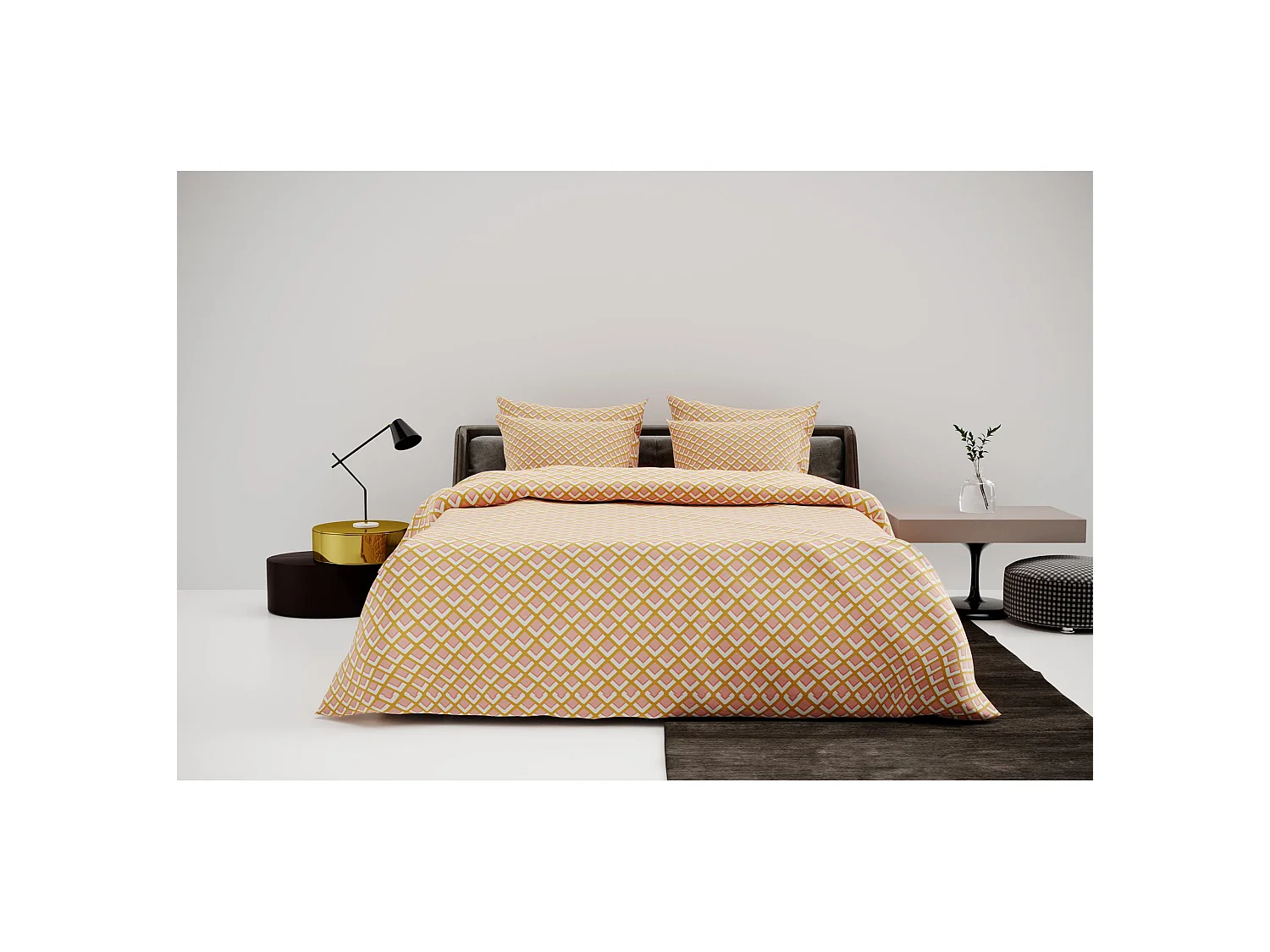 Ensemble housse de couette 260x240cm 2 taies d'oreiller 63x63cm