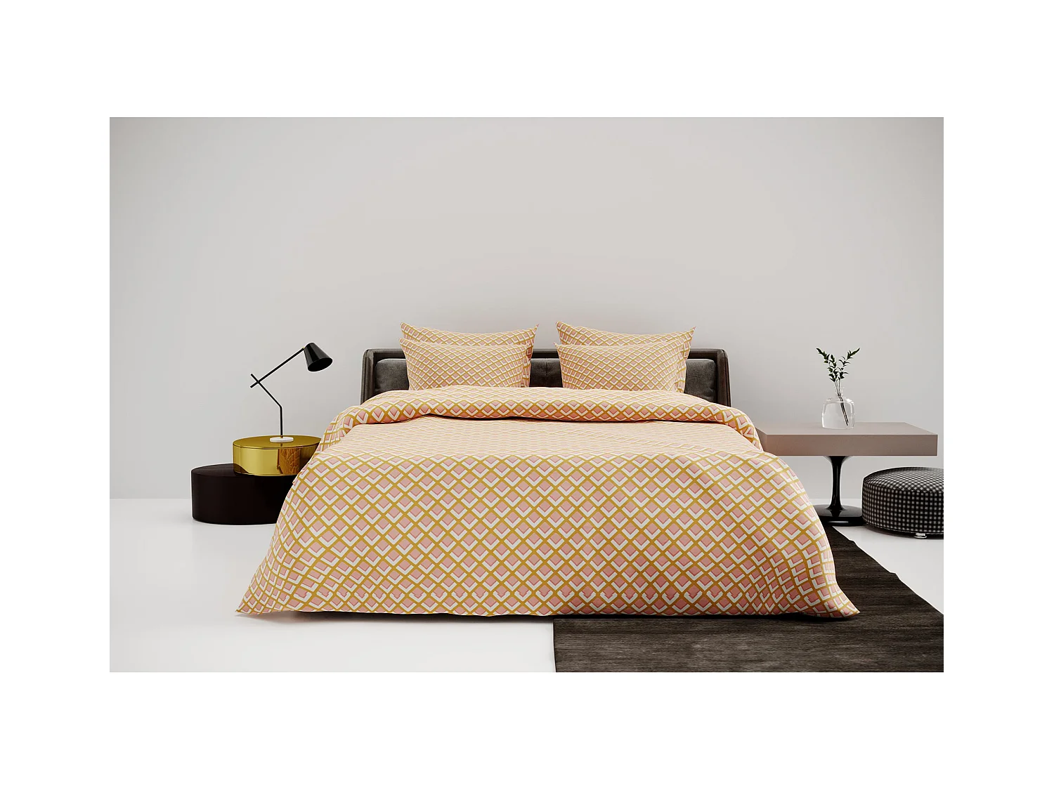 Ensemble housse de couette 260x240cm 2 taies d'oreiller 63x63cm