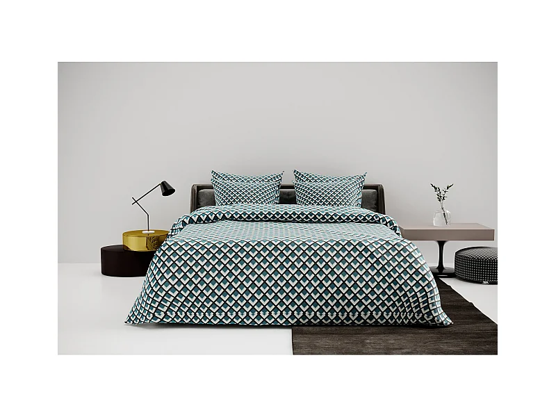 Ensemble housse de couette 260x240cm 2 taies d'oreiller 63x63cm