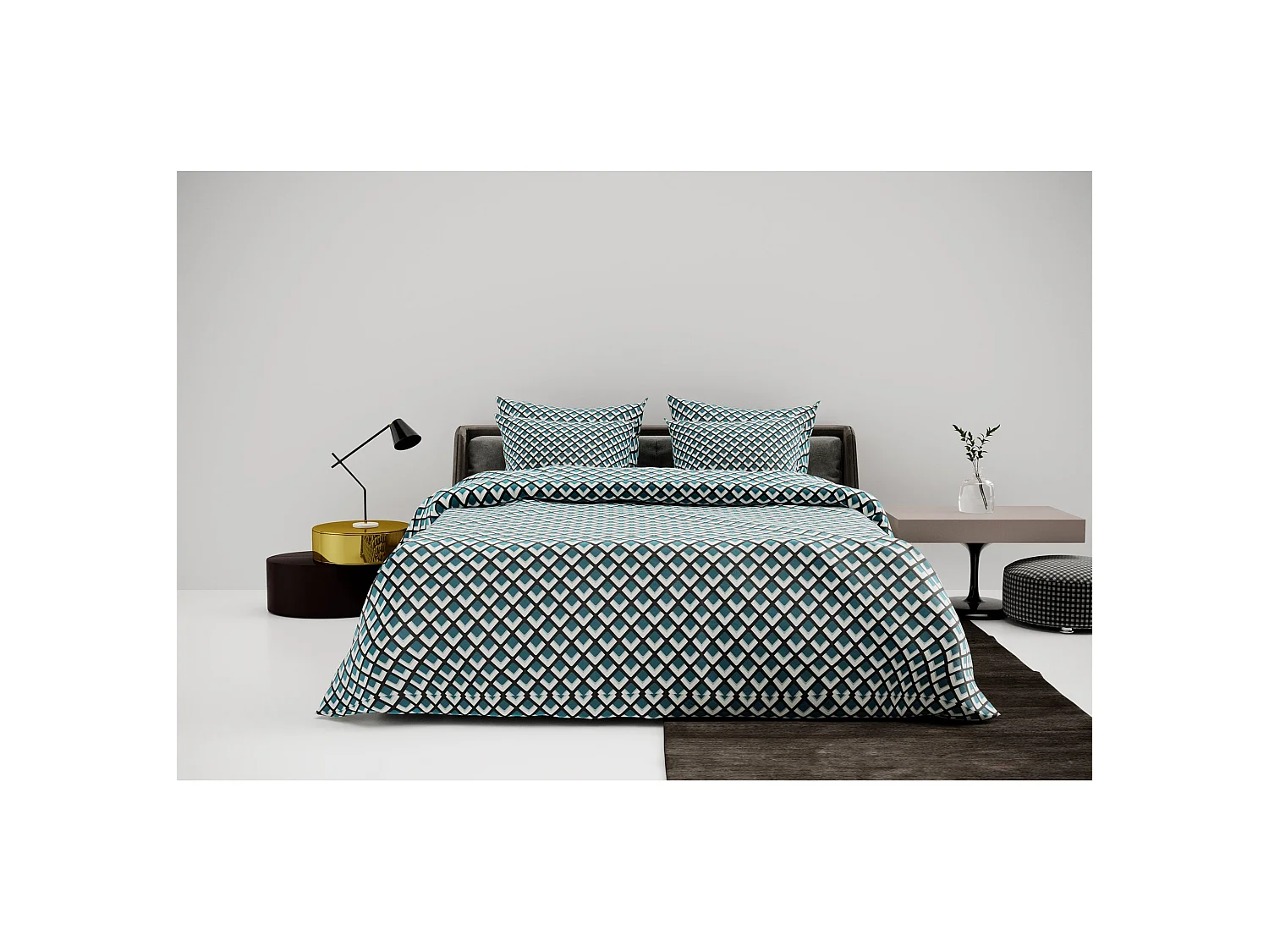 Ensemble housse de couette 260x240cm 2 taies d'oreiller 63x63cm
