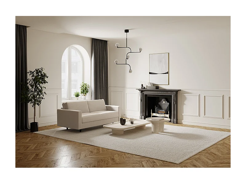 Canapé convertible express dunlopillo tissu tramé beige 140cm Hailie Jade