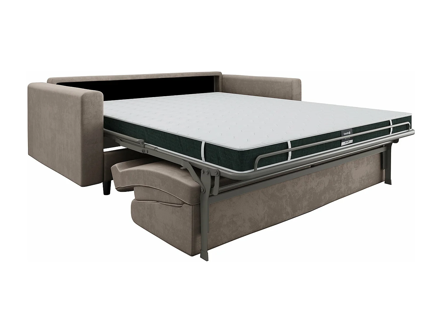 Canapé convertible express dunlopillo velours beige taupe 160cm Hailie Jade