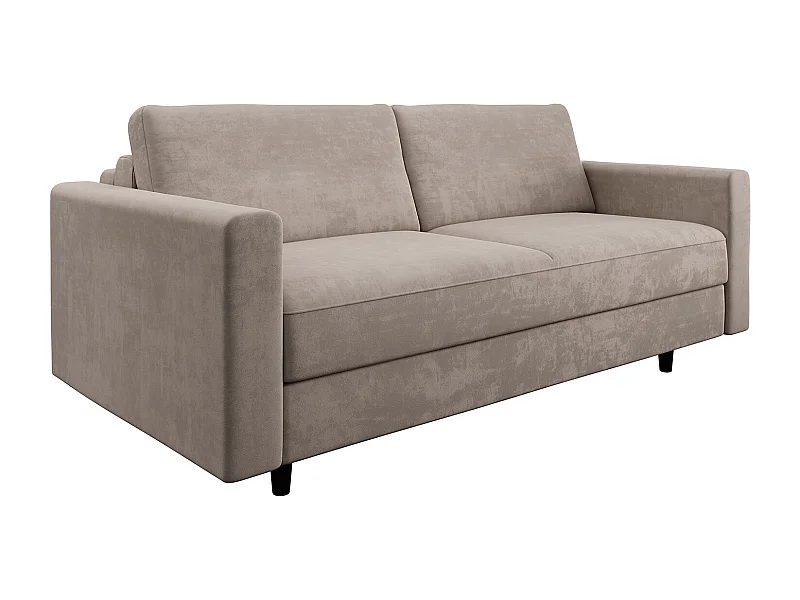 Canapé convertible express dunlopillo velours beige taupe 160cm Hailie Jade