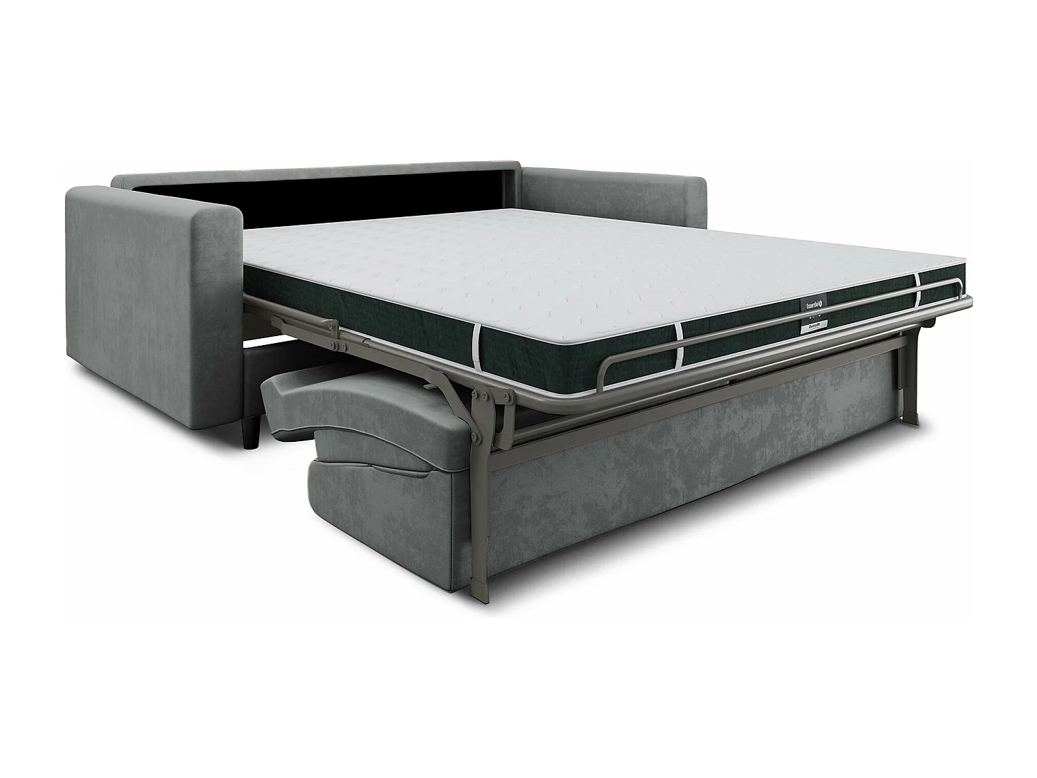 Canapé convertible express dunlopillo velours gris béton 140cm Hailie Jade