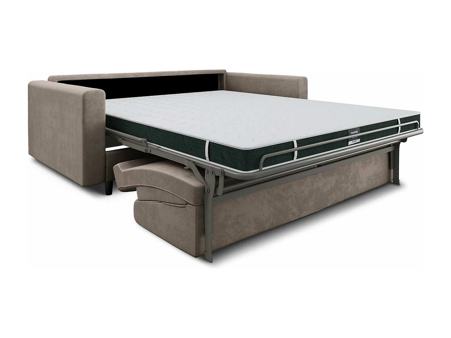 Canapé convertible express dunlopillo velours beige taupe 140cm Hailie Jade