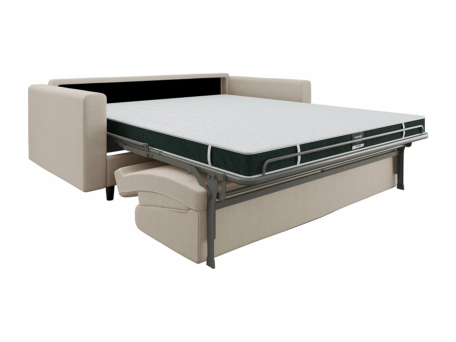 Canapé convertible express dunlopillo tissu tramé beige 160cm Hailie Jade