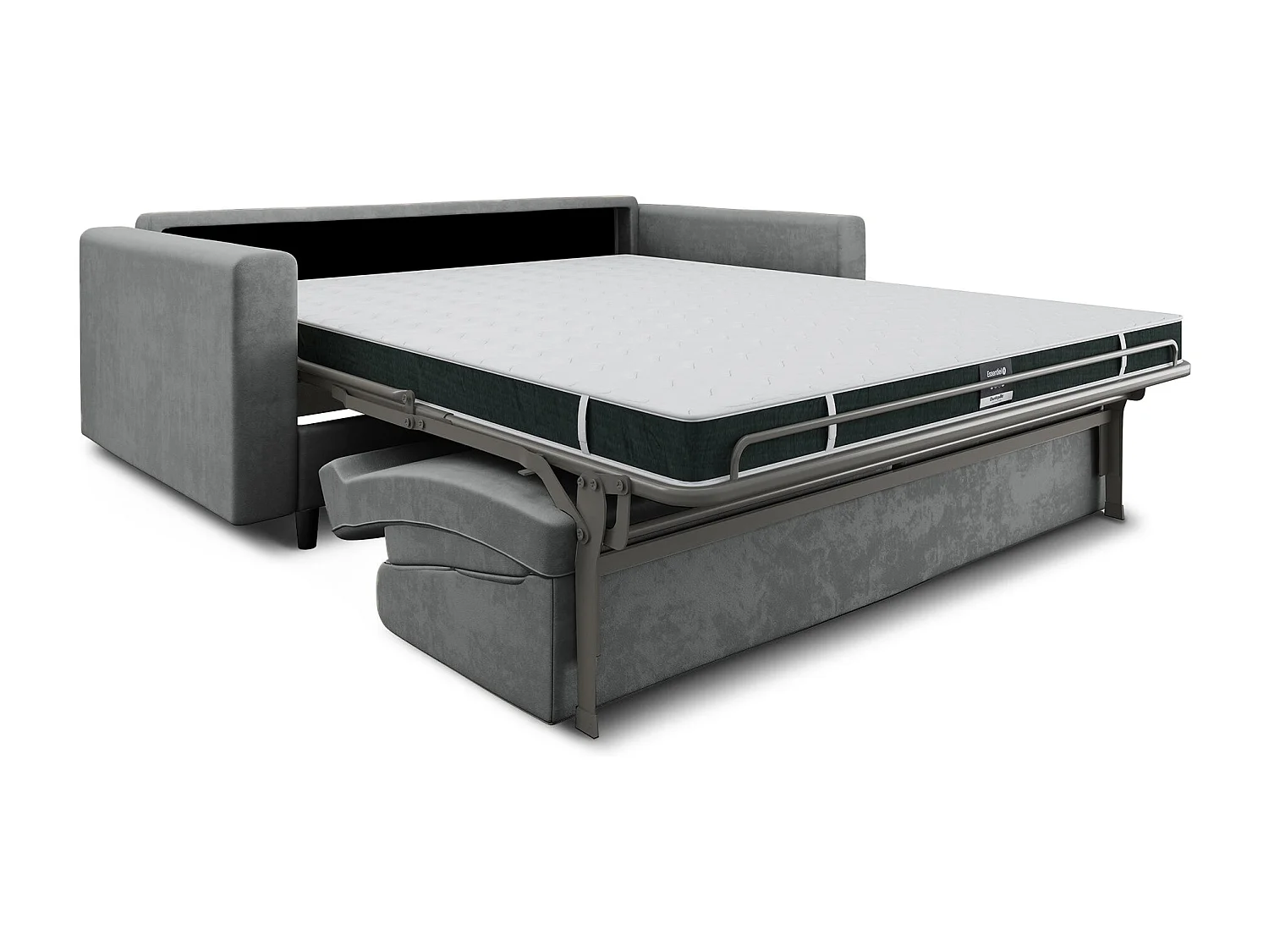 Canapé convertible express dunlopillo velours gris béton 160cm Hailie Jade