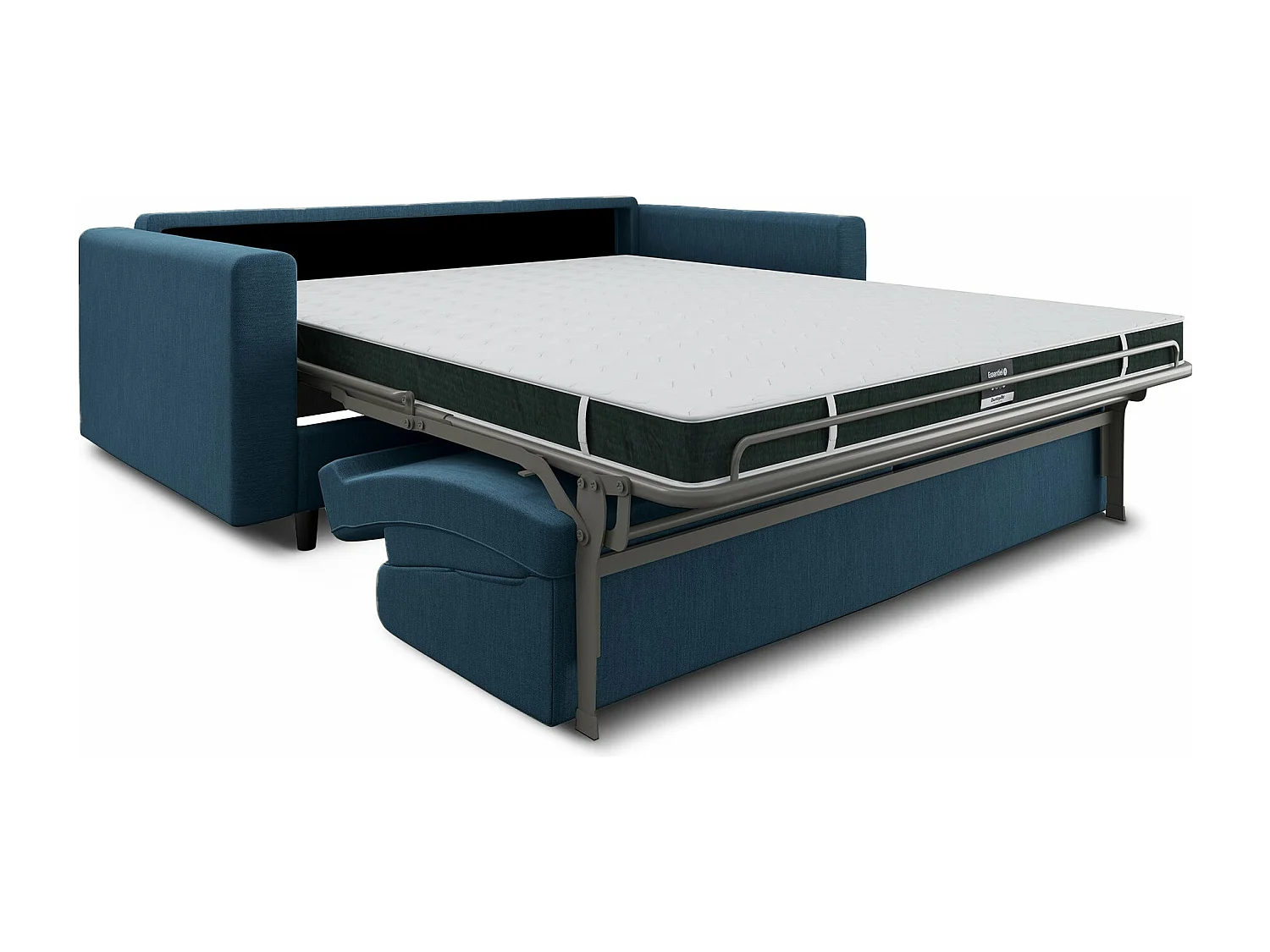 Canapé convertible express dunlopillo tissu tramé bleu gris 160cm Hailie Jade